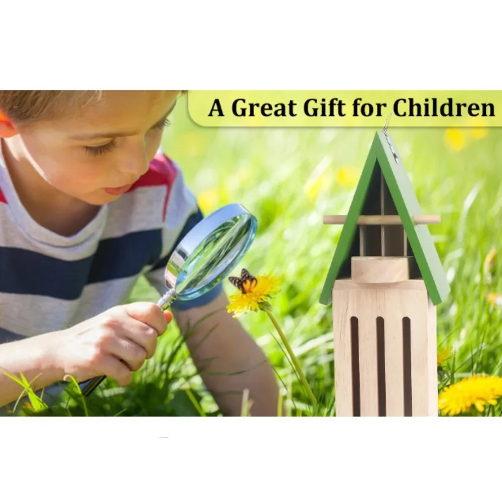 Wooden Butterfly House w/ Feeder - Wildlife World Butterfly Shelter Hotel